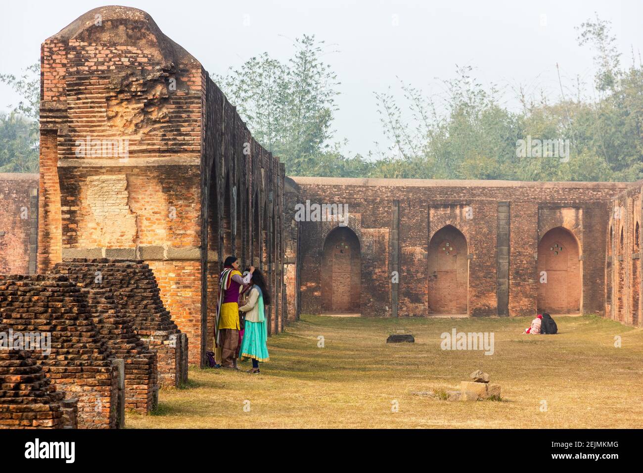 Malda, West Bengal,  India - January 2018: The misty ruins of the ancient Adina Masjid mosque in the village of Pandua. Stock Photo