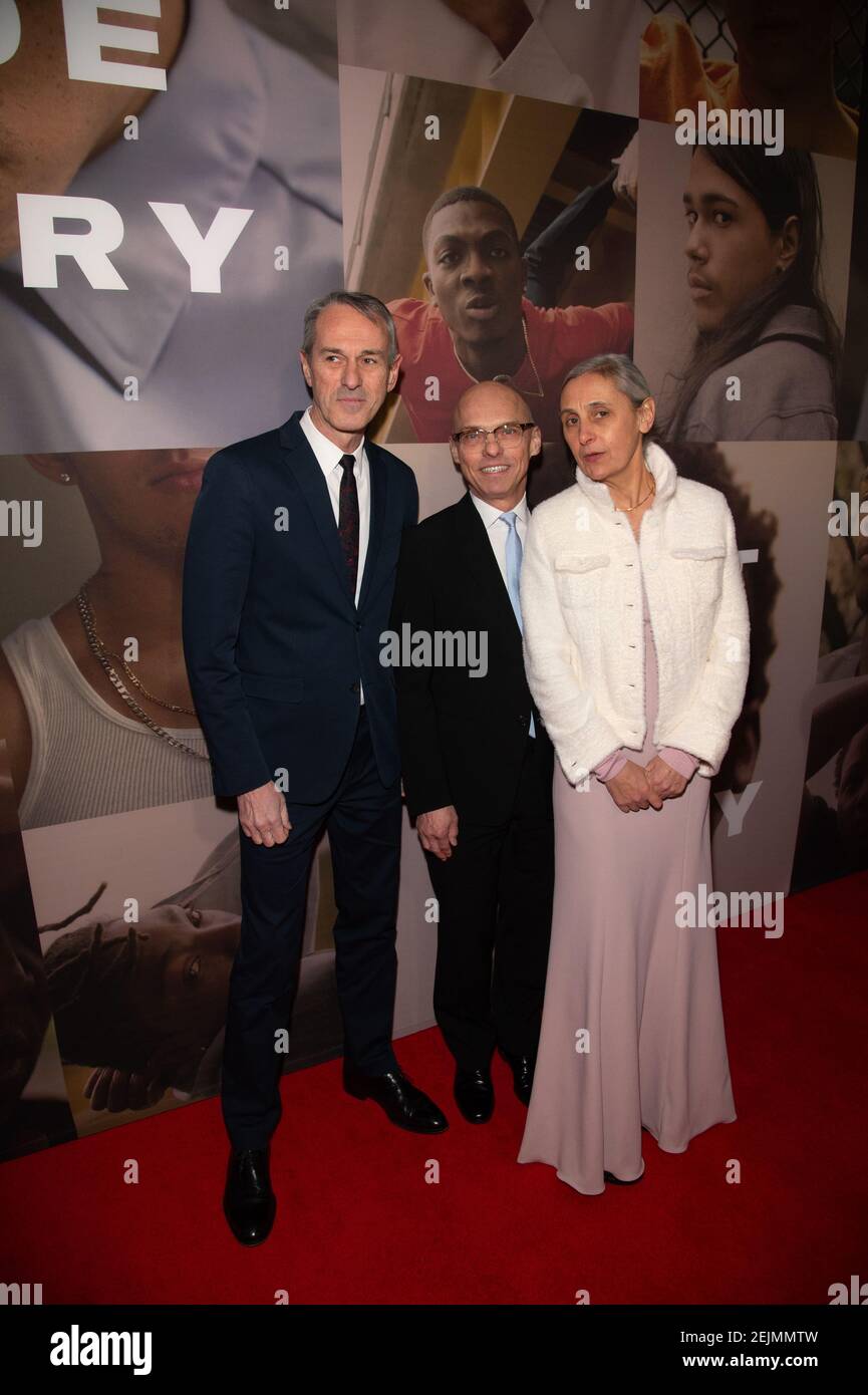 Ivo Van Hove, Jan Versweyveld and Anne Teresa De Keersmaeker attend the  opening night of "West Side Story" on Broadway at The Broadway Theatre in  New York City. (Photo by Ron Adar /