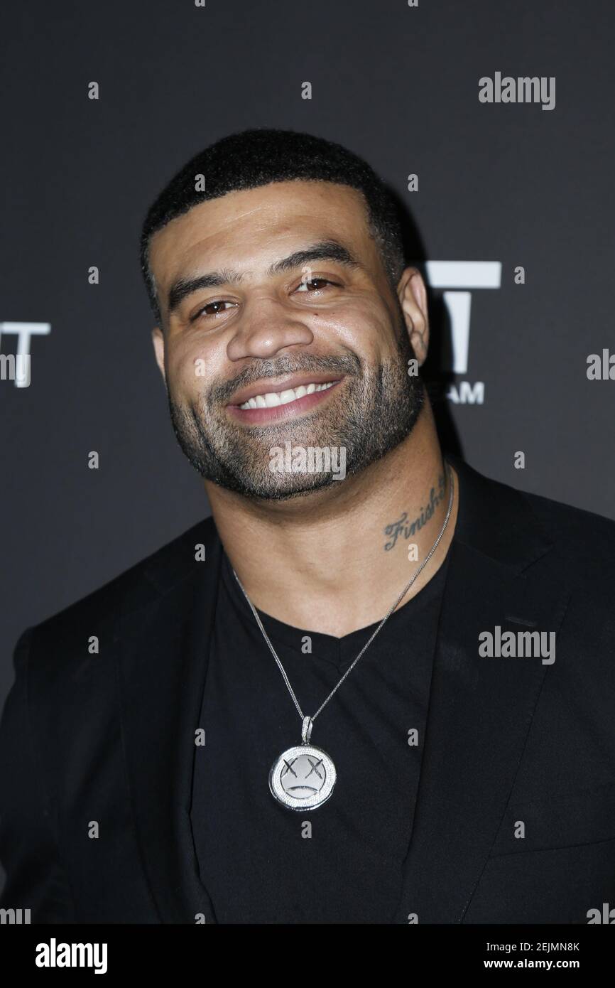 Shawne Merriman walking the red carpet at Floyd Mayweather's 43rd Birthday Celebration held at