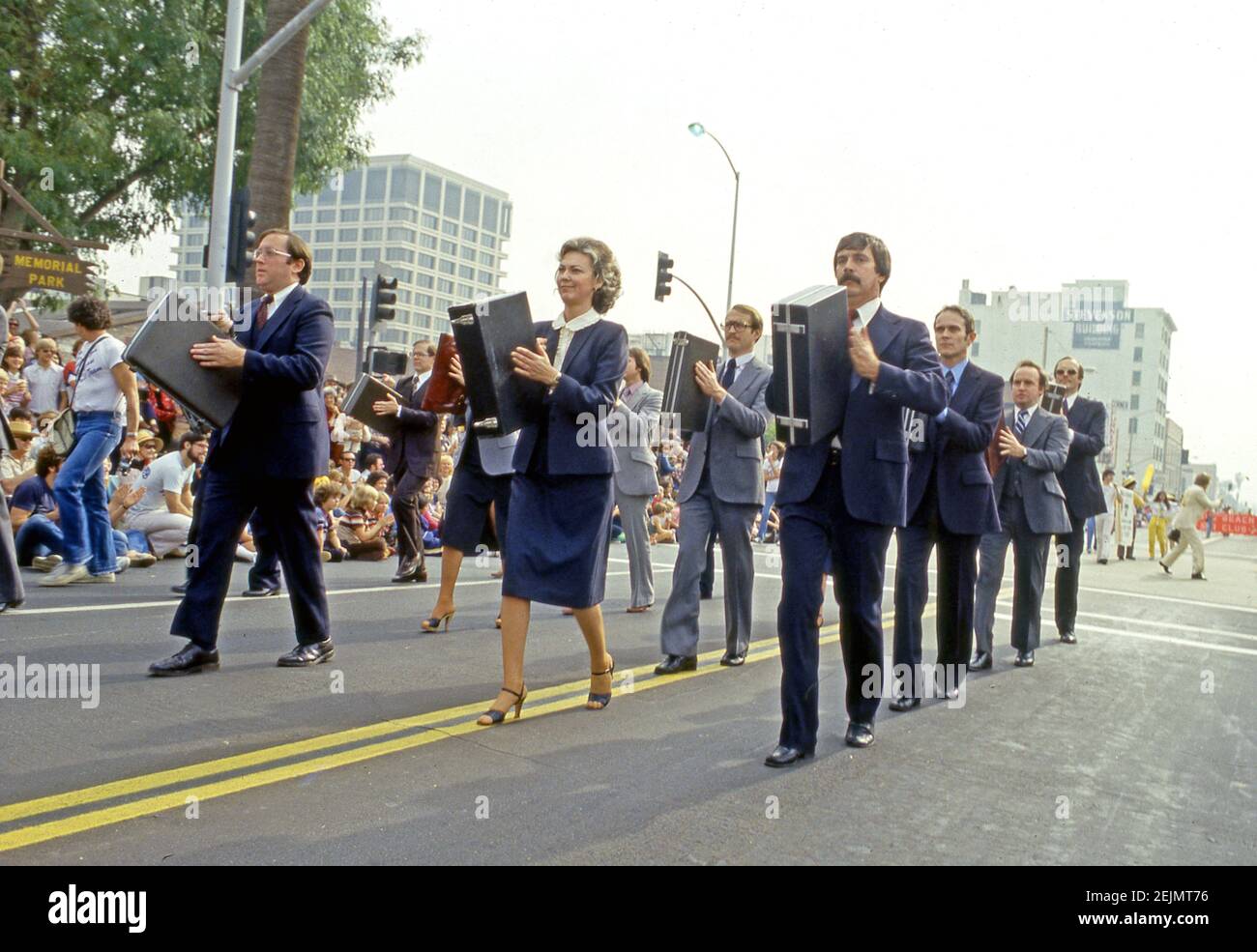Precision brief case drill team at the Doo Dah Parade in Pasadena, CA