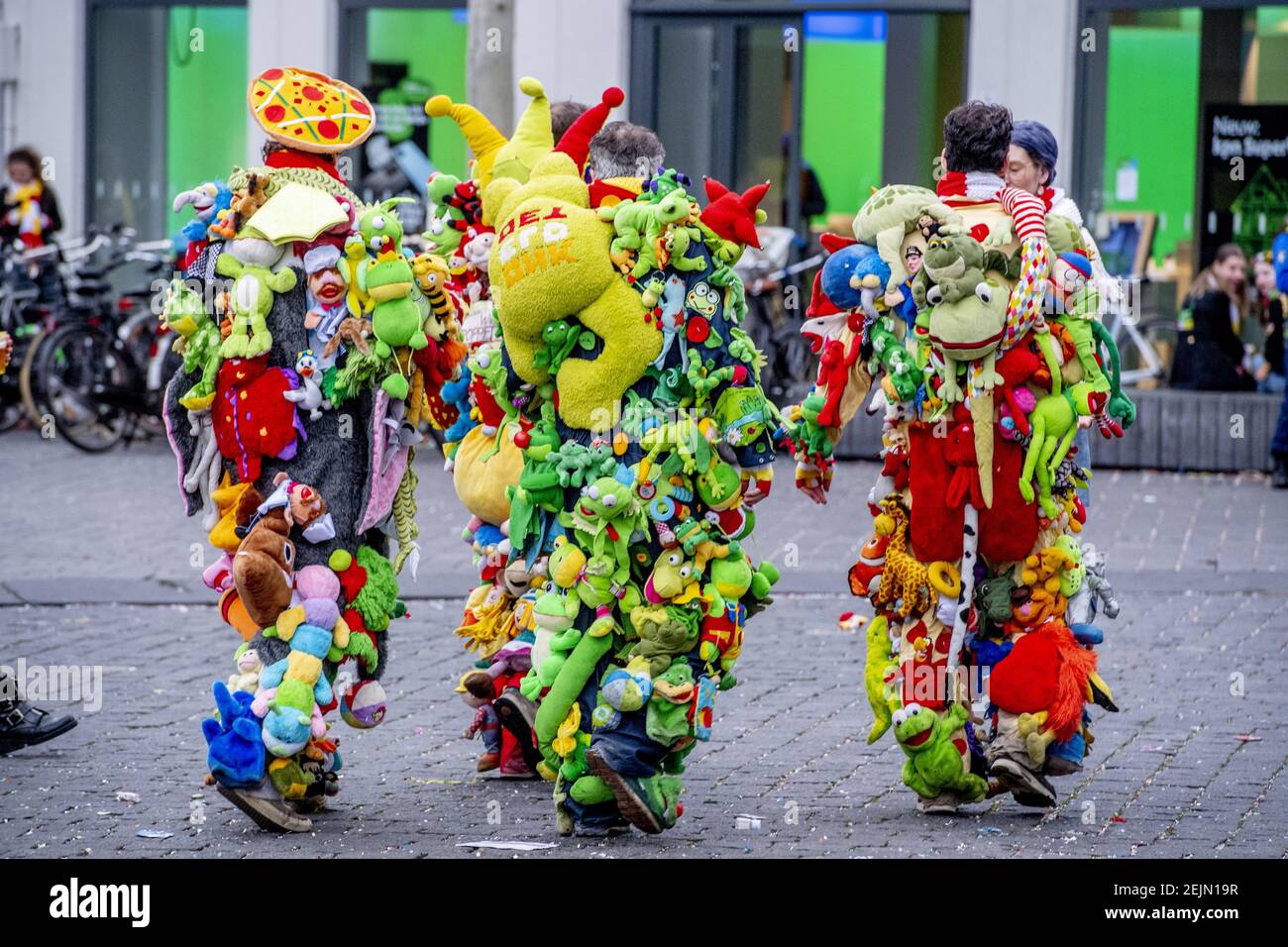 People dressed up in costumes walk through the streets to celebrate  Carnival in Oeteldong s'hertogenbosch, in Den Bosch, The Netherlands on  Feb. 22, 2020. (Photo by Robin Utrecht/Sipa USA Stock Photo -