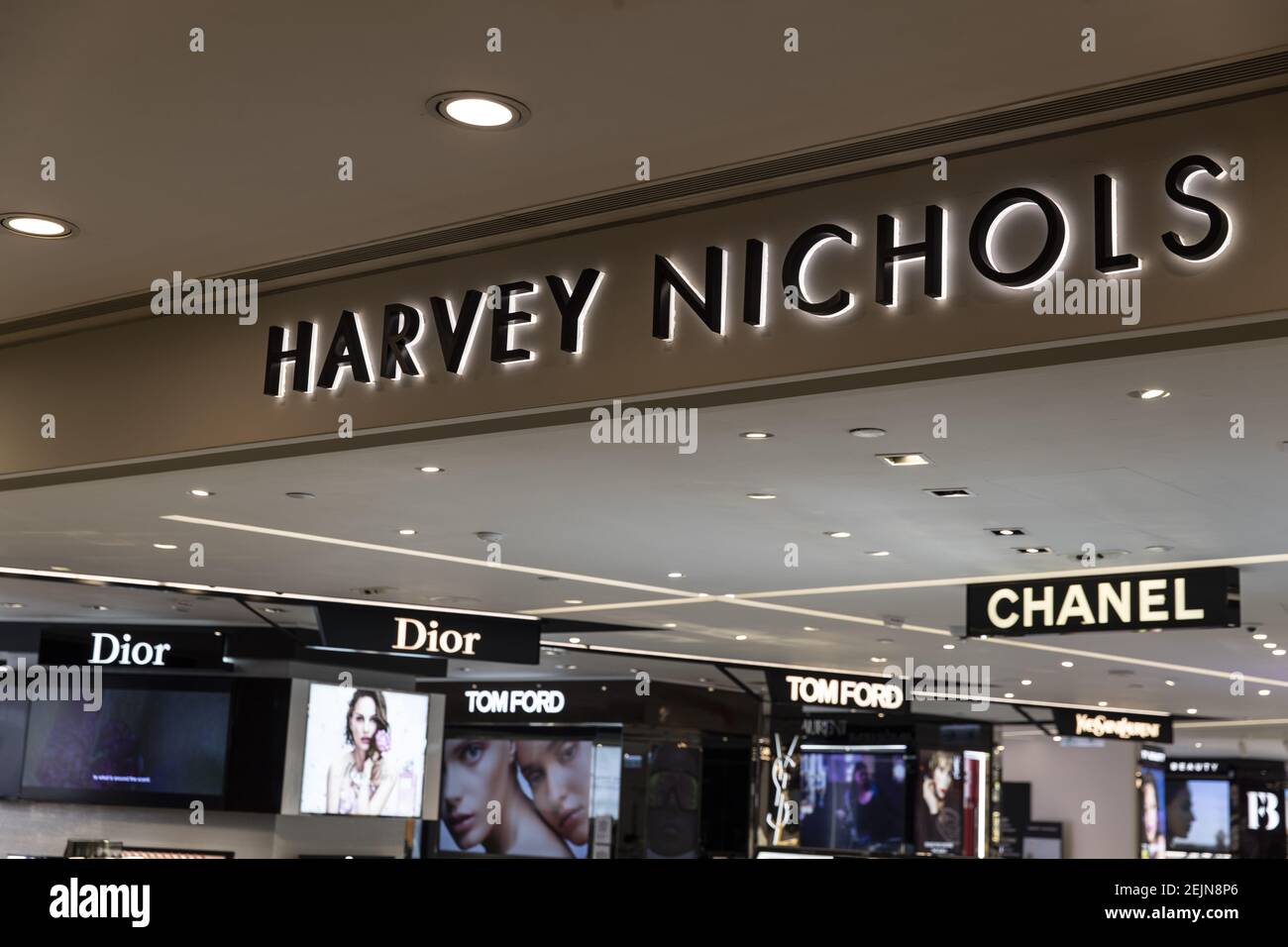A list of high end brand name seen in Landmark, Central. (Photo by May