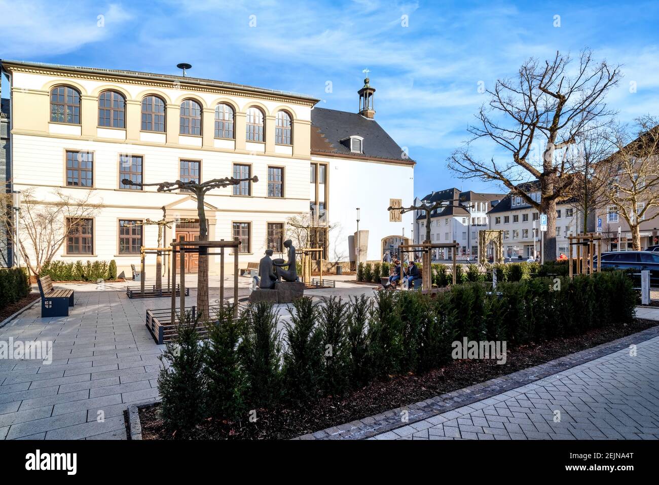 The town hall (Rathaus) in Attendorn on a sunny day in Spring. Sauerland, Germany Stock Photo