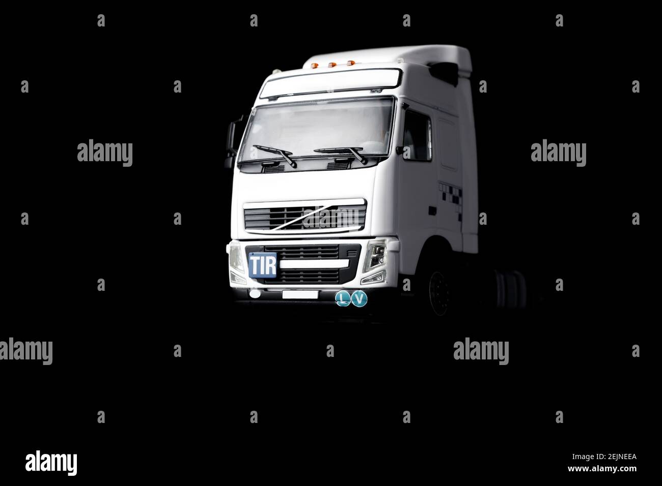 Truck TIR cab without trailer isolated on black background Stock Photo