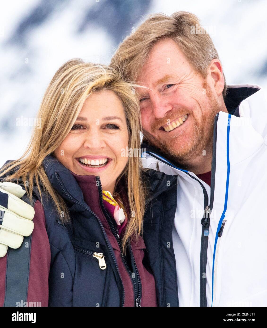 Queen Maxima and King Willem Alexander during a photocall during the