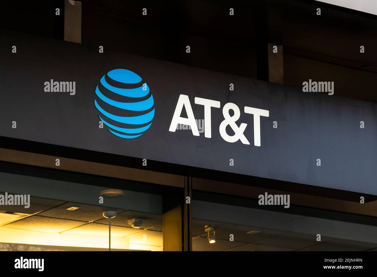 American company, AT&T logo seen in San Francisco