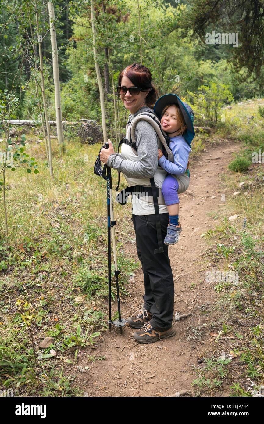 Having fun while hiking, Colorado Stock Photo