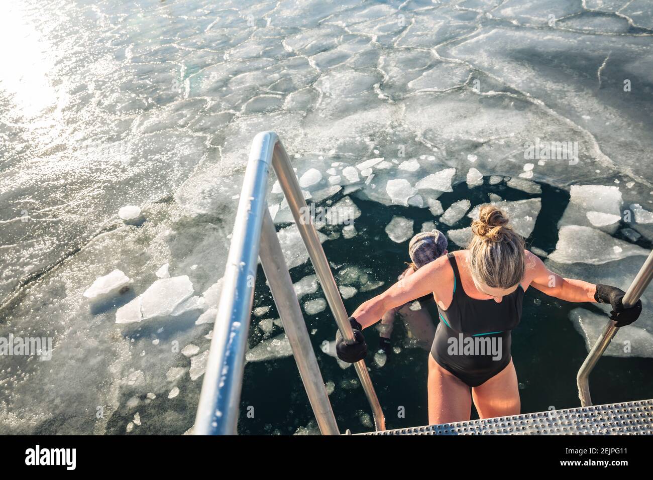 Cold Water swimming in Copenhagen, the temperature was 7C. Regular