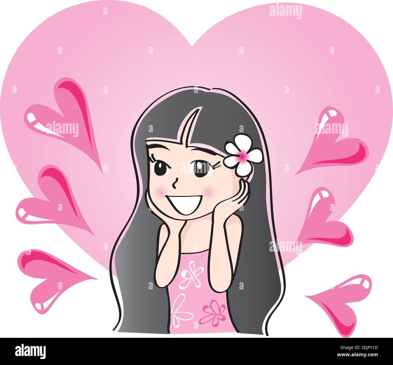 Kids In Love Cartoon In Black And White Stock Vector Image Art Alamy