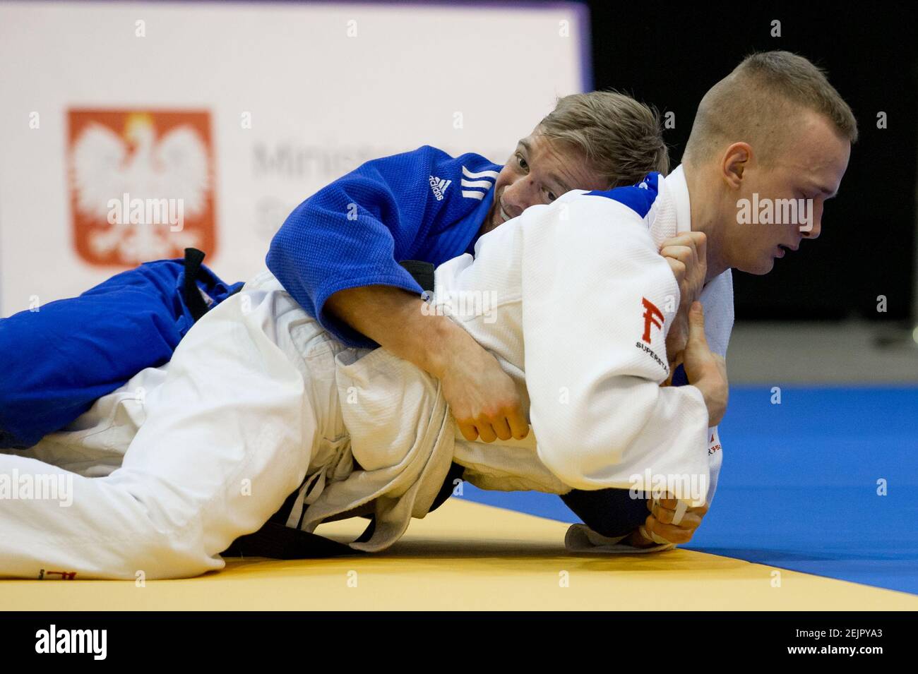29.02.2020, Warszawa, European Judo Open, Warsaw 2020, N/z Bartosz Karas  (POL) - white, Roy Schipper (NED) - blue fot. Tomasz Jastrzebowski / Foto  Olimpik Stock Photo - Alamy