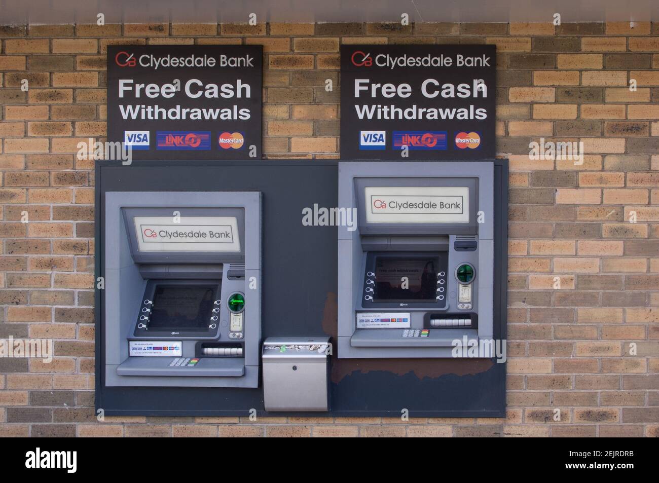 Automated cash machines for Clydesdale Bank, name now replaced by Virgin Money Stock Photo