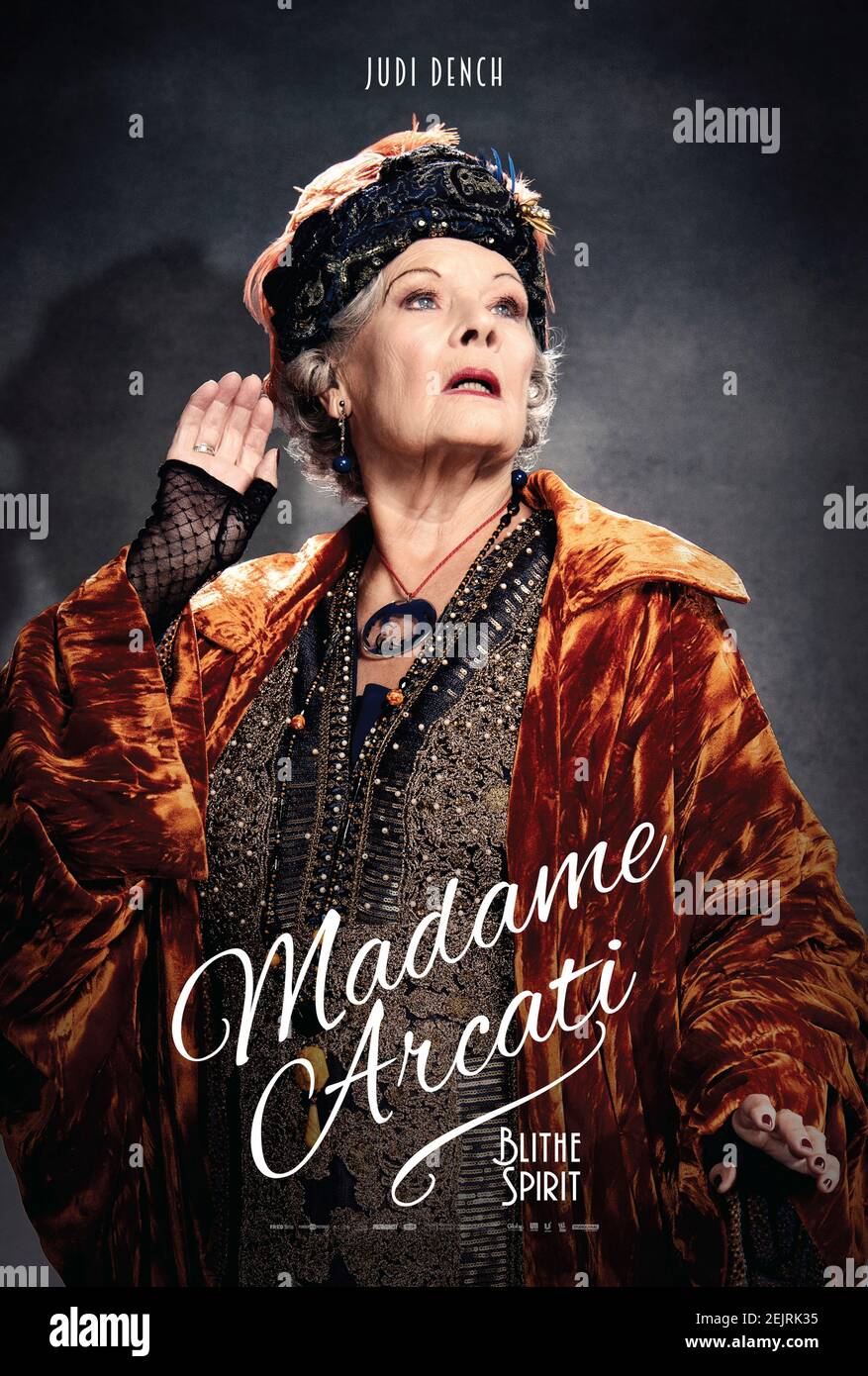 Blithe Spirit (2020) directed by Edward Hall and starring Judi Dench as Madame Cecily Arcati in an adaption of Noël Coward's much loved stage play about a spiritualist medium holds a seance for a writer suffering from writer's block. Stock Photo