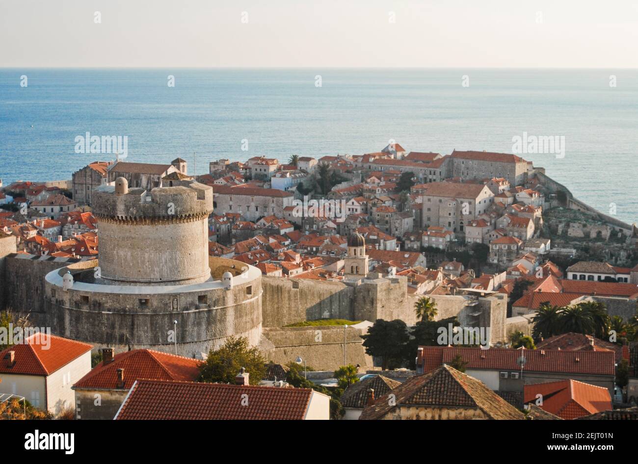 Dubrovnik Old Town, fortress and walls, Croatia. Panoramic view from above Stock Photo