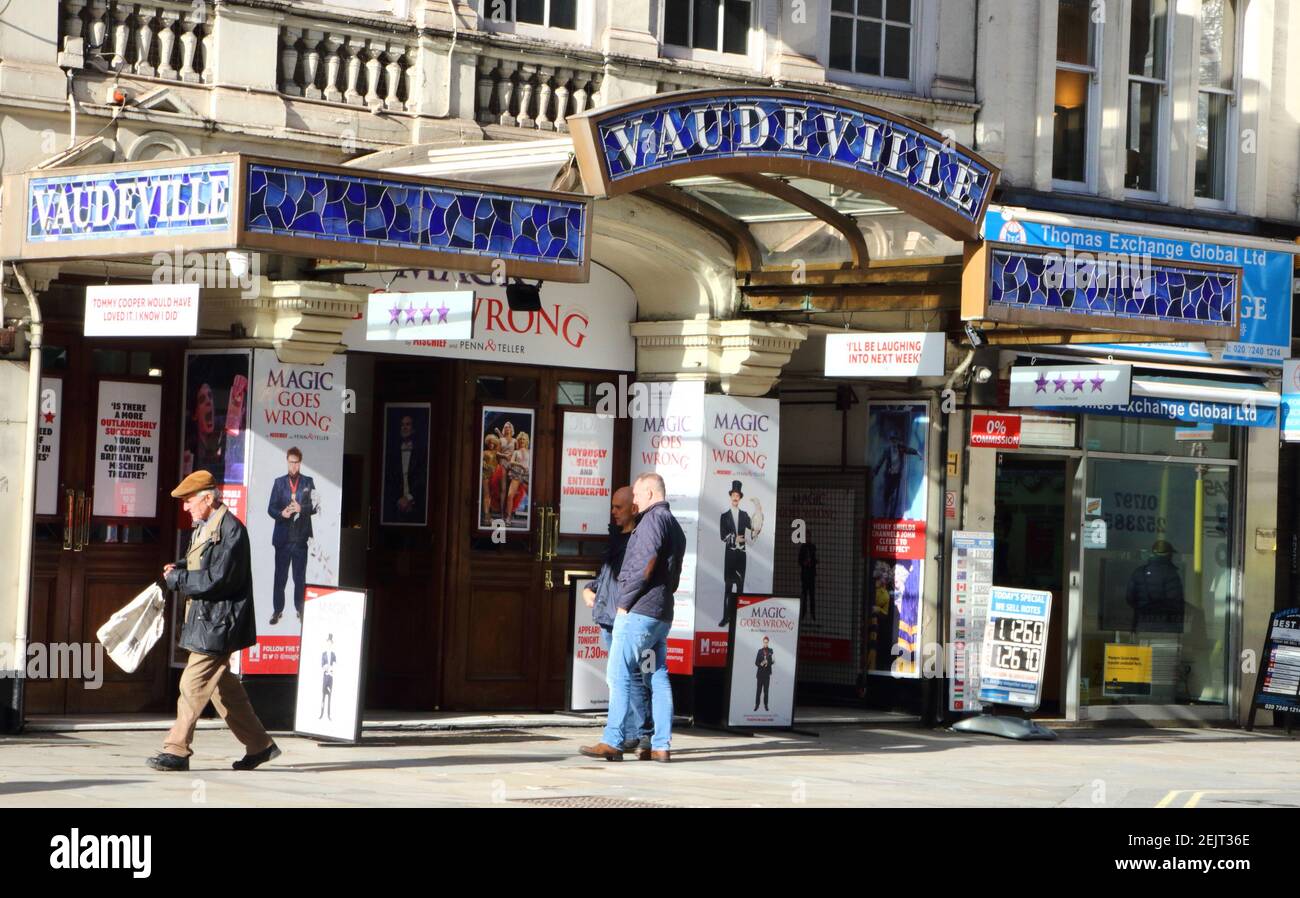 The Vaudeville Theatre in The Strand current home 'Magic Goes Wrong' in ...