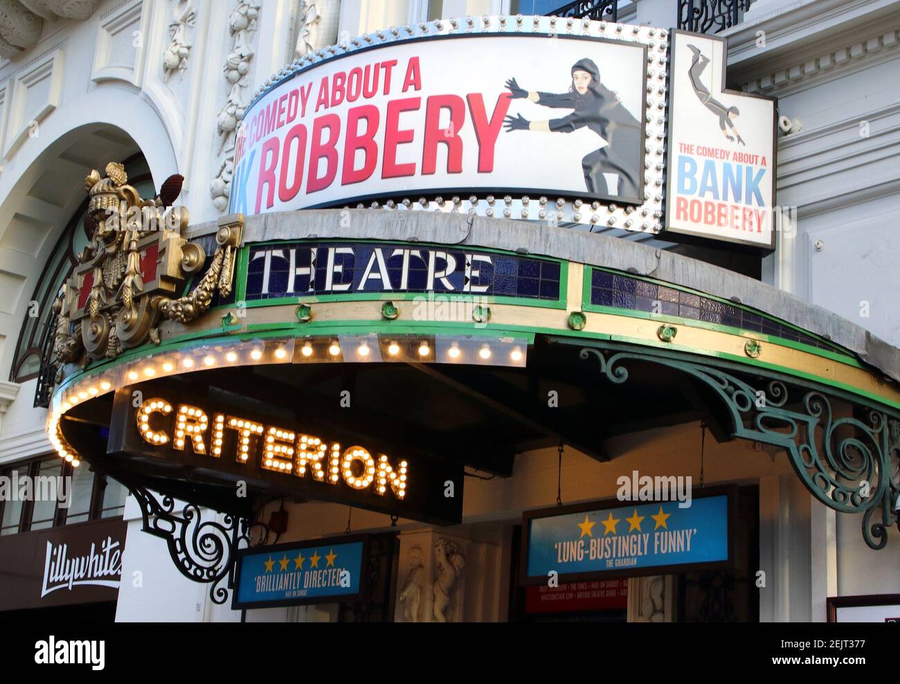 The Criterion theatre in Piccadilly Circus current home to 'The Comedy  About a Bank Robbery' in London's home of Theatre - The West End. Some of  the most famous Productions in the