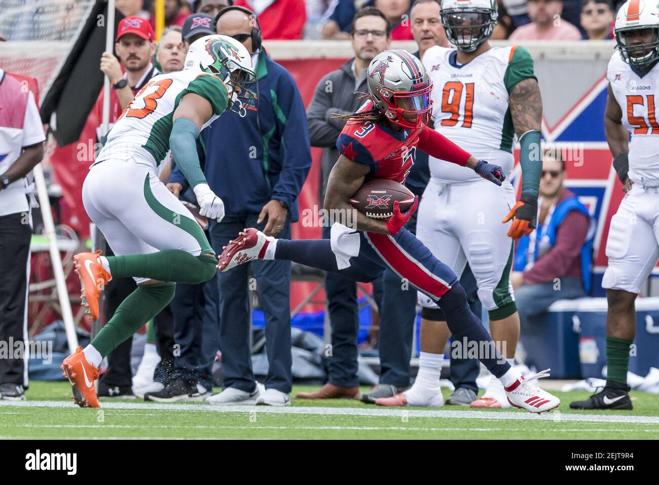 March 07, 2020 : Houston Roughnecks wide receiver Sam Mobley (3) during ...