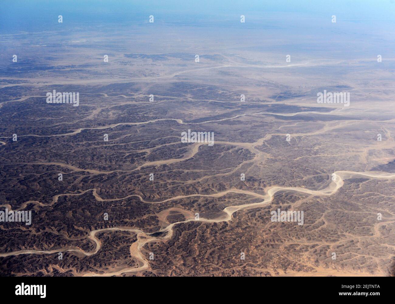 Flying over Somaliland. Stock Photo