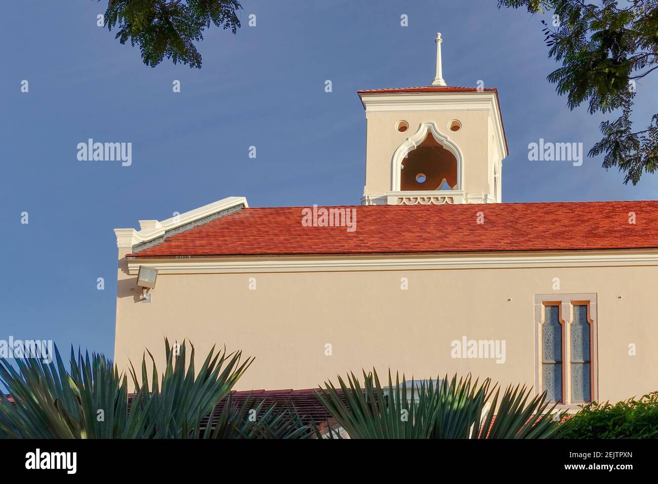 The Spanish style architecture of the First United Methodist Church of Coral Gables in Florida. Stock Photo