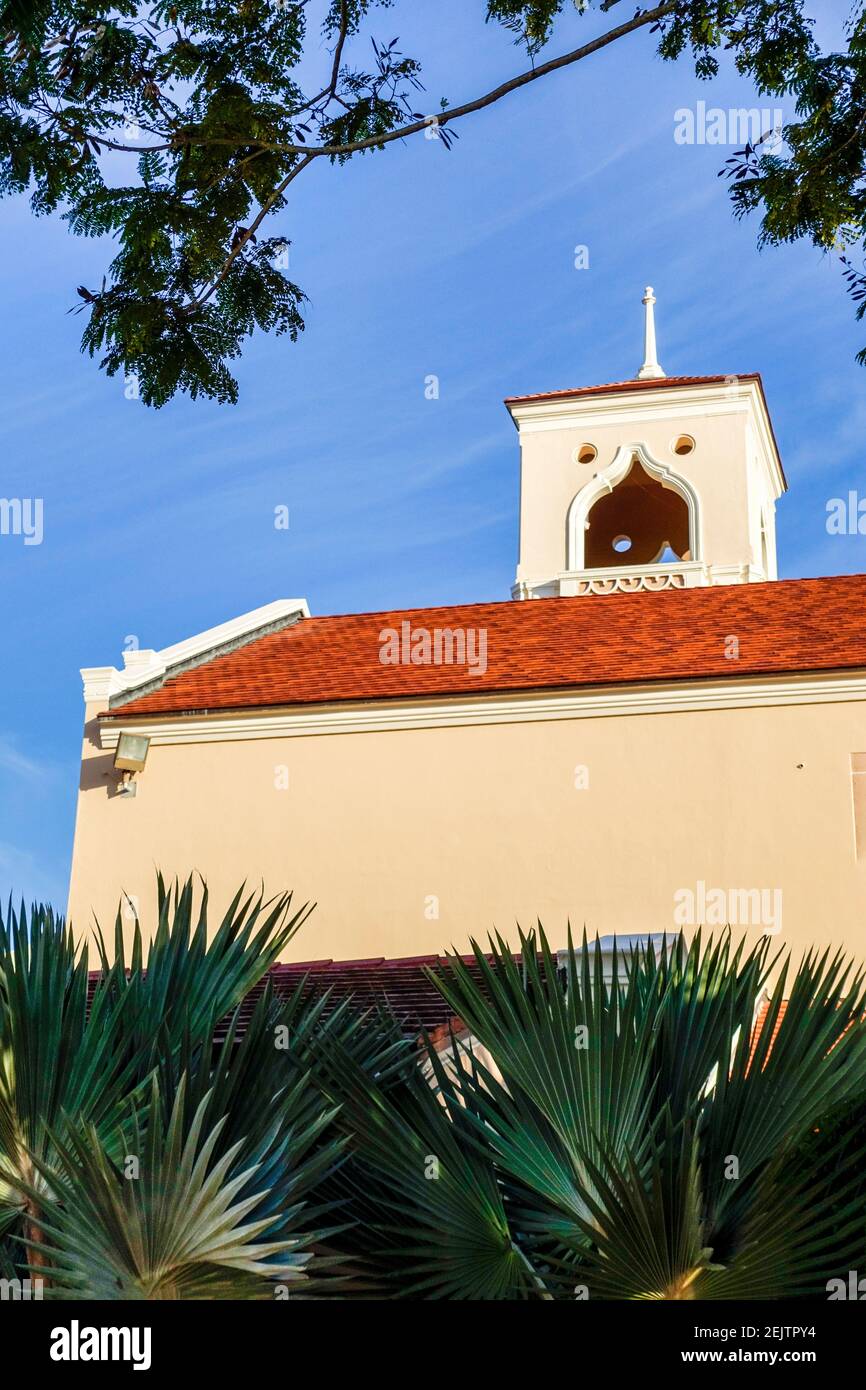 The Spanish style architecture of the First United Methodist Church of Coral Gables in Florida. Stock Photo