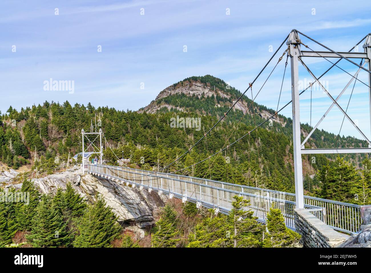 The mile high swinging bridge at Grandfather Mountain in the Blue Ridge