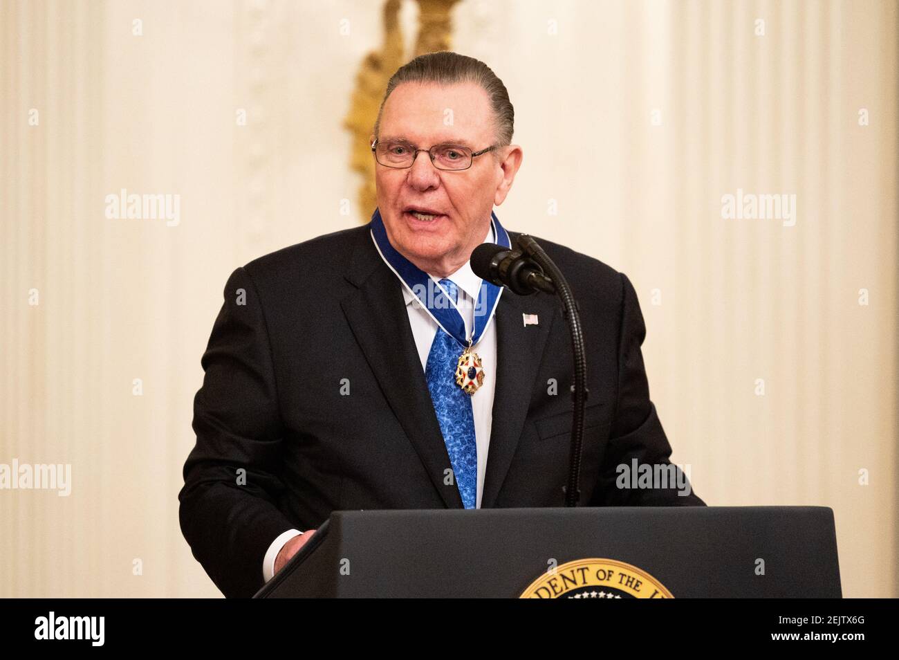 March 10, 2020 - Washington, DC, United States: General Jack Keane at the presentation of the Presidential Medal of Freedom to General Jack Keane. (Photo by Michael Brochstein/Sipa USA) Stock Photo