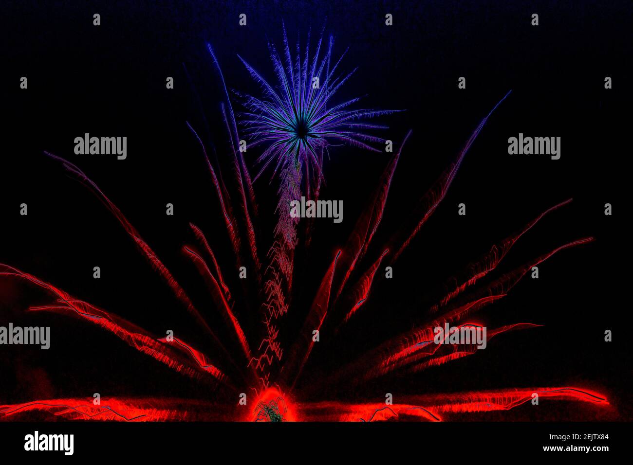 Fireworks form colorful abstract patterns on the Fourth of July over
