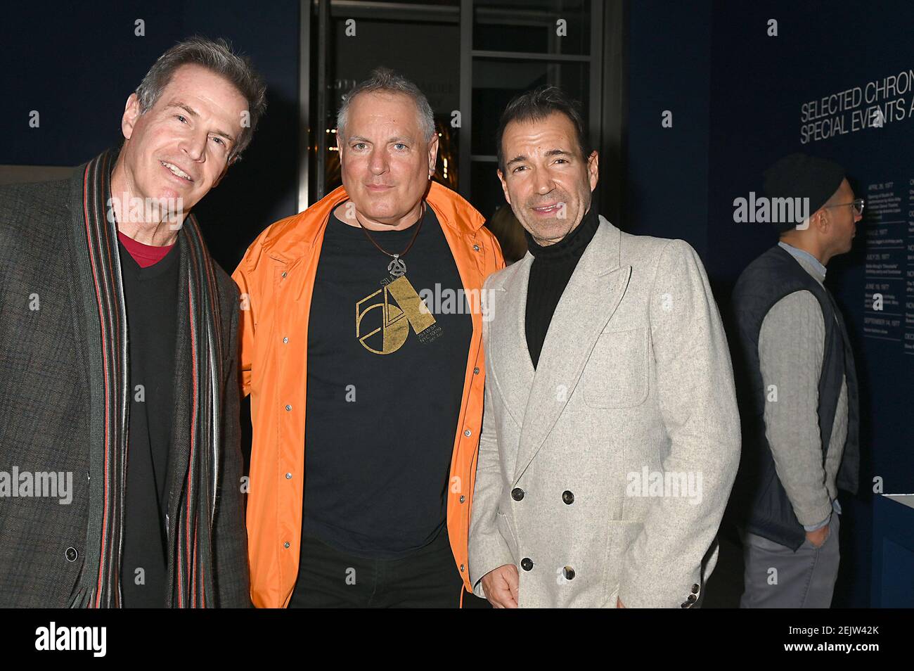 LJ Kirby, Timothy Bascom and Richie Notar, former bartenders at Studio 54  attends The Brooklyn Museum's Opening Reception for Studio 54: Night Magic  on March 11, 2020 in Brooklyn, New York, USA.