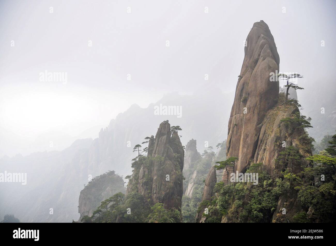 Jiangxi ,CHINA-Sanqing mountain is located at the junction of yushan county  and dexing city, shangrao city, Jiangxi province, China.Because yu jing, yu  xu, yu hua three peaks are very similar to the