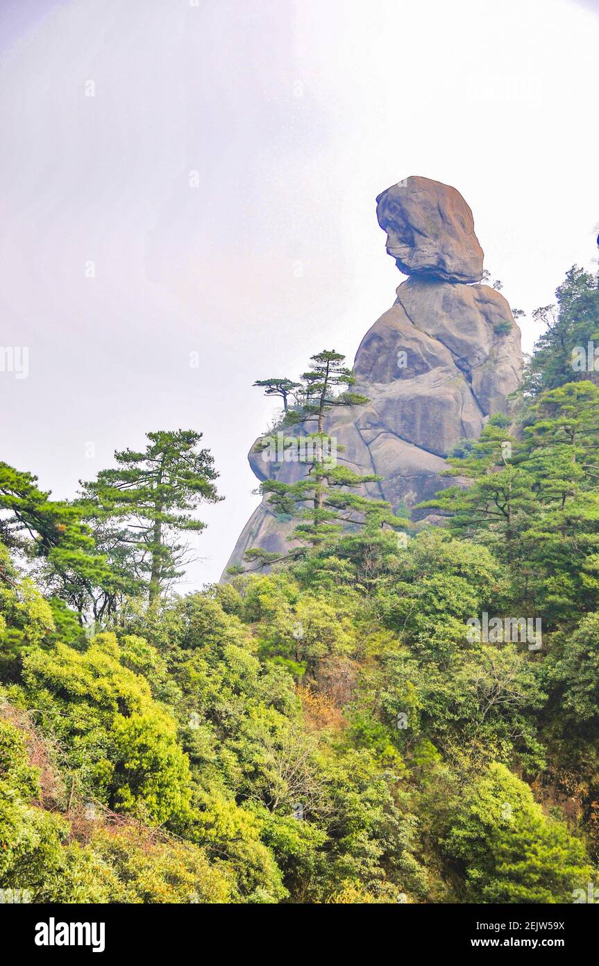Jiangxi ,CHINA-Sanqing mountain is located at the junction of yushan county  and dexing city, shangrao city, Jiangxi province, China.Because yu jing, yu  xu, yu hua three peaks are very similar to the
