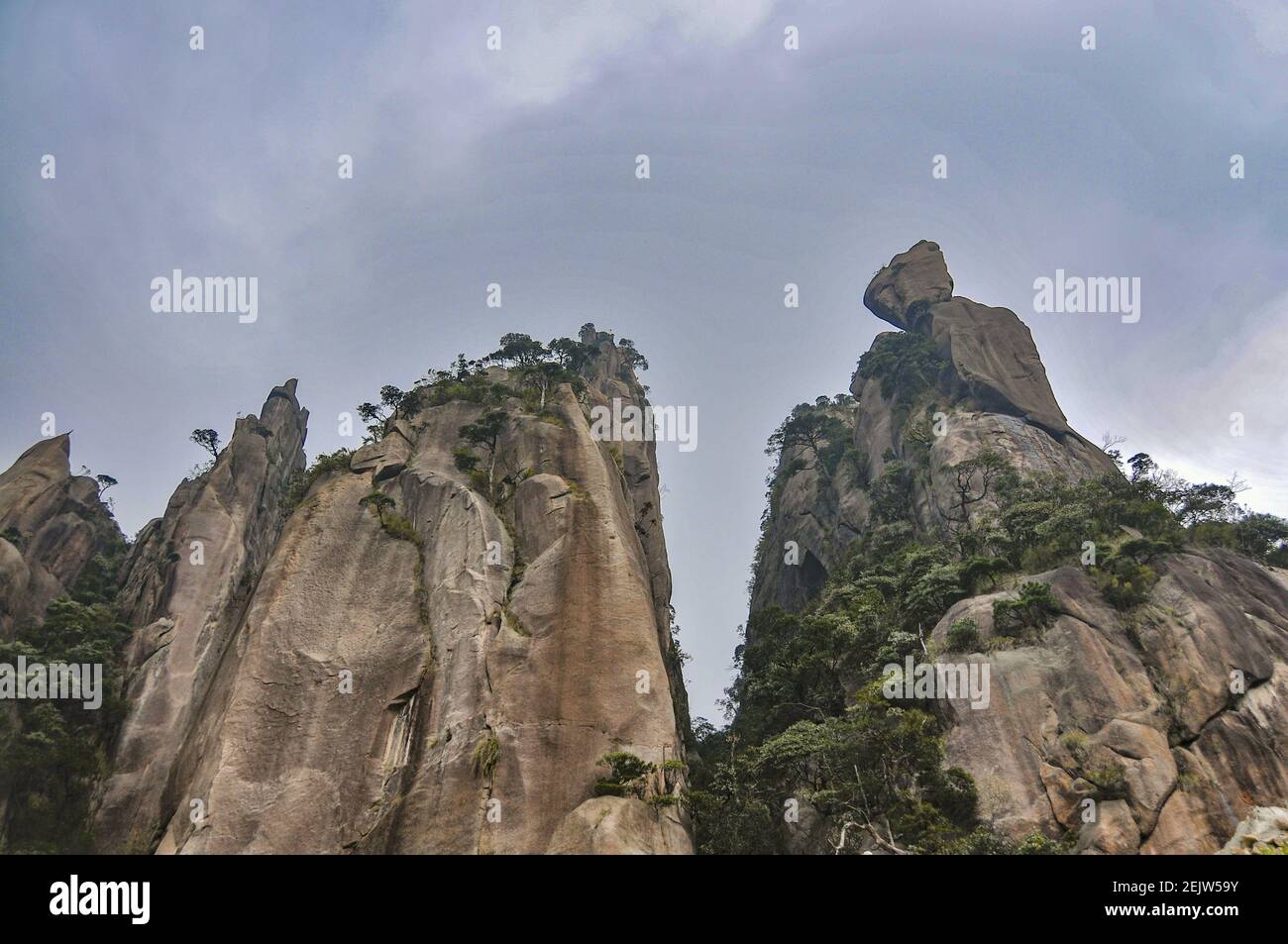 Jiangxi ,CHINA-Sanqing mountain is located at the junction of yushan county  and dexing city, shangrao city, Jiangxi province, China.Because yu jing, yu  xu, yu hua three peaks are very similar to the