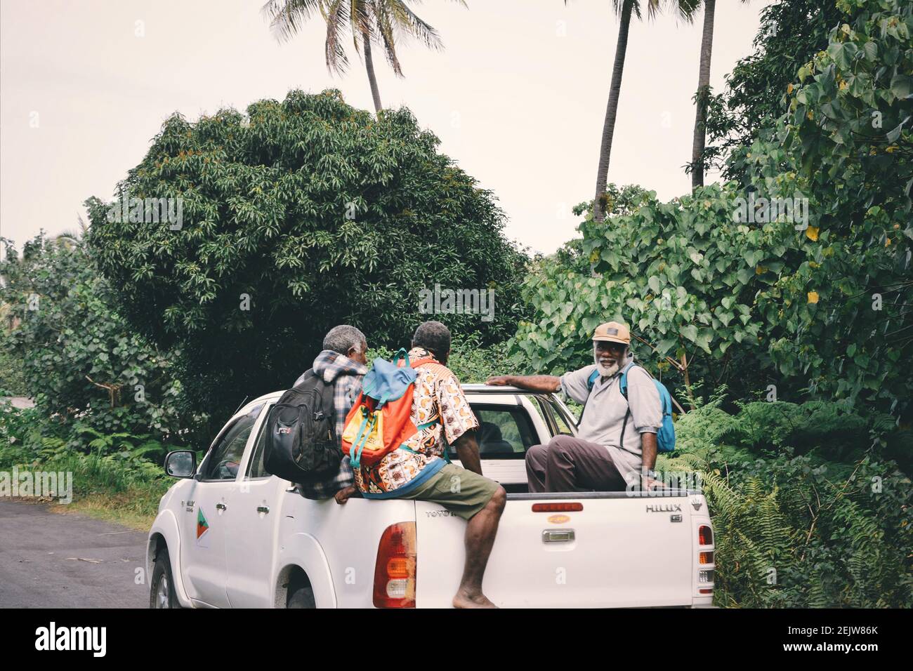 VANUATU, VANUATU - AUGUST 26, 2019 - Tanna island in a pickup truck on