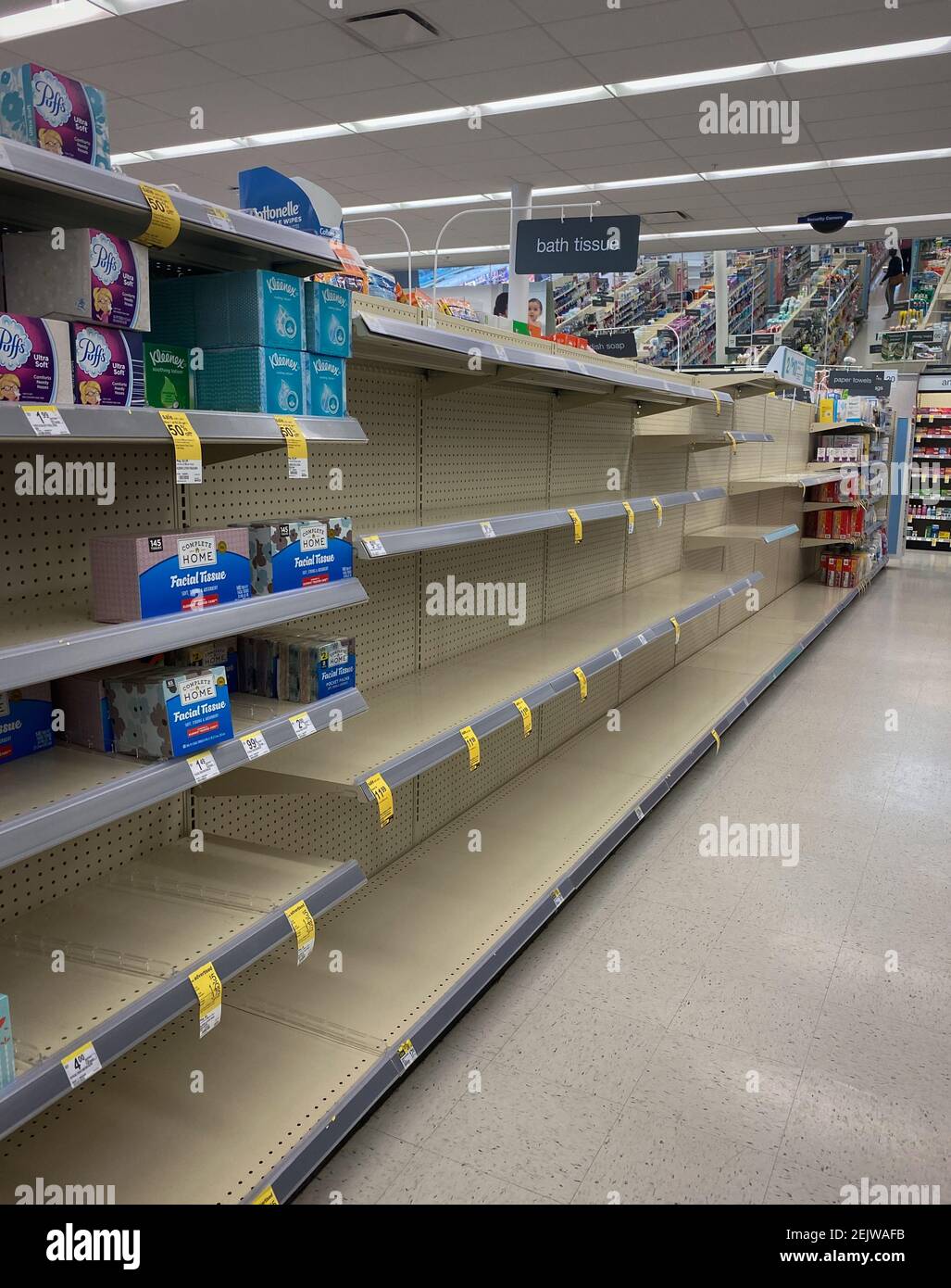 Empty shelves are seen at CVS Pharmacy in Salt Lake City on March 13