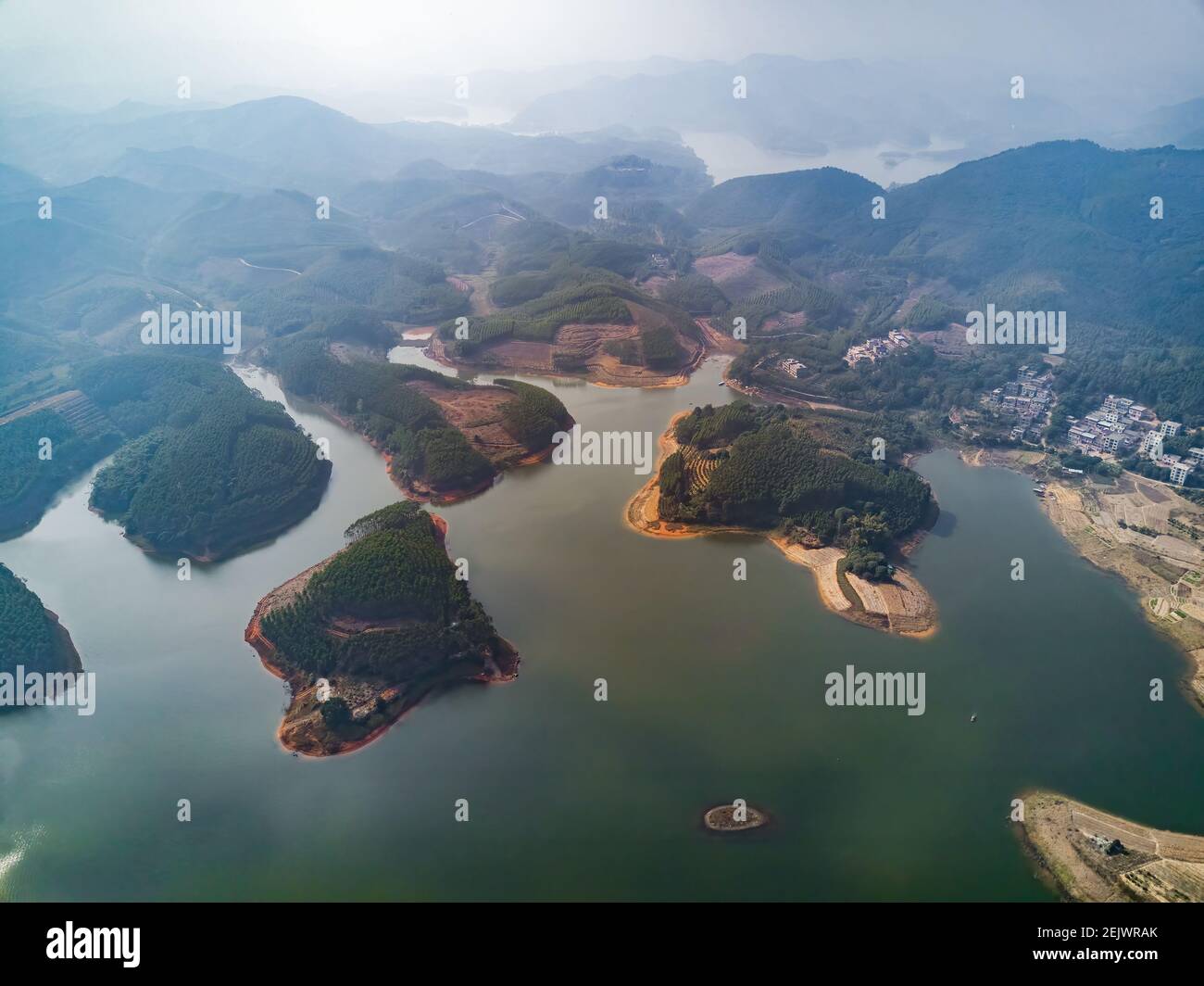 Reservoirs, lakes and mountain islands formed by dams Stock Photo Alamy