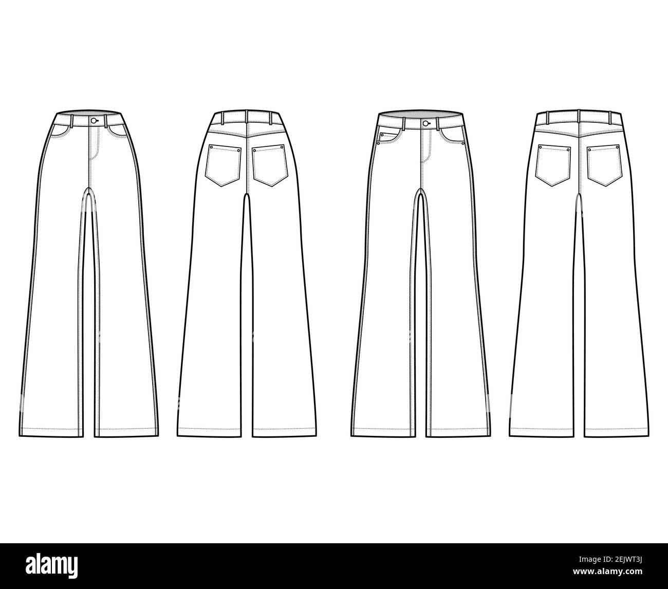 Set of Jeans wide leg Denim pants 