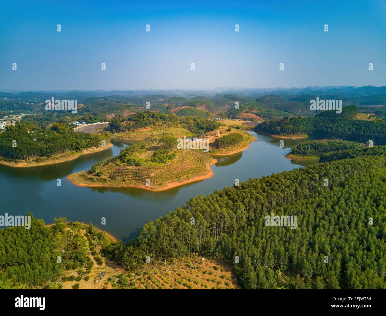 Reservoirs, lakes and mountain islands formed by dams Stock Photo Alamy