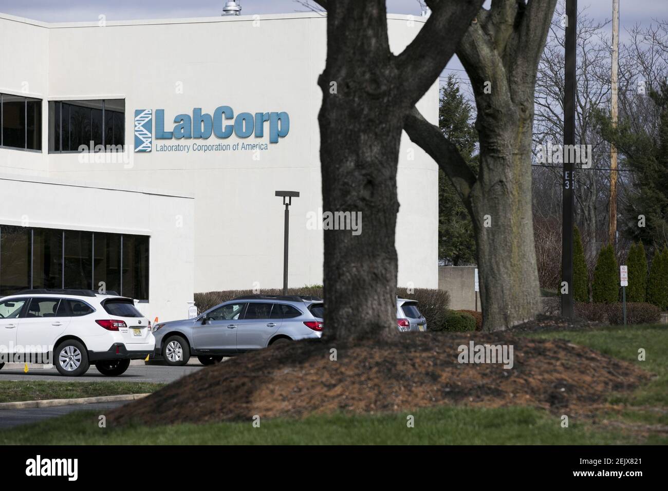 A logo sign outside of a facility occupied by Laboratory Corporation of