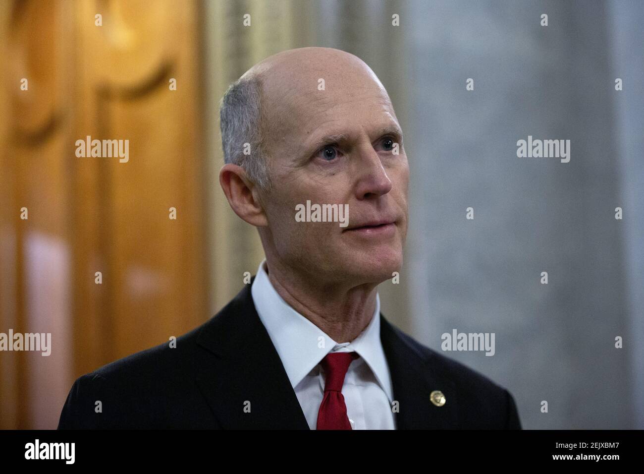 United States Senator Rick Scott (Republican of Florida) speaks to ...
