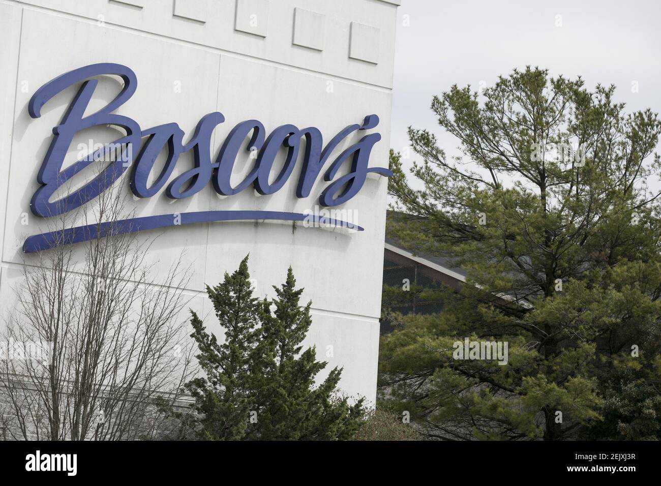 A logo sign outside of a Boscov's retail store location in Westminster