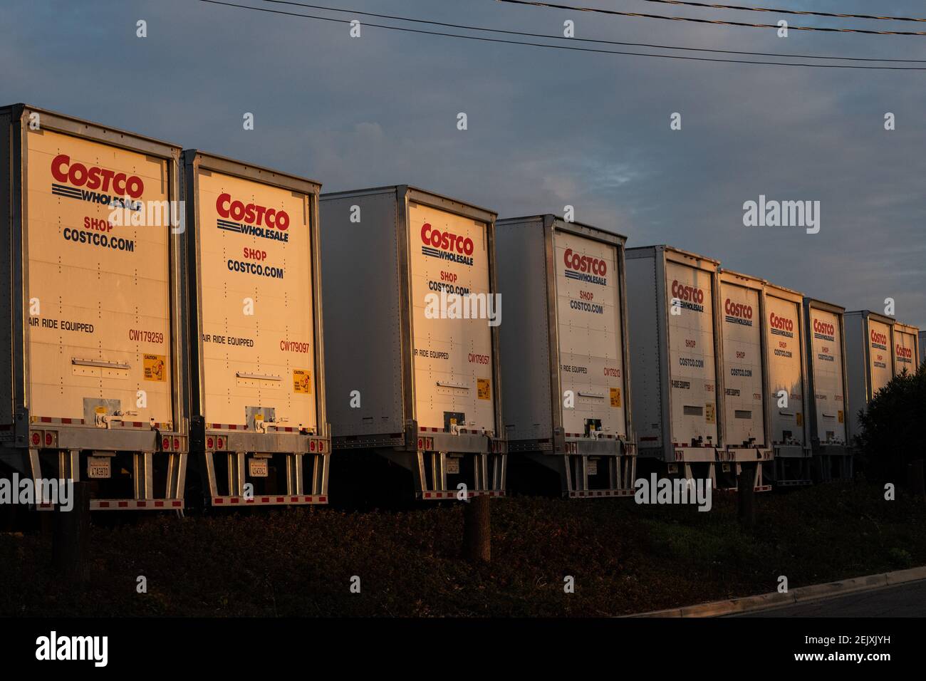 Trailers parked at the Costco Distribution Center on March 27, 2020 in