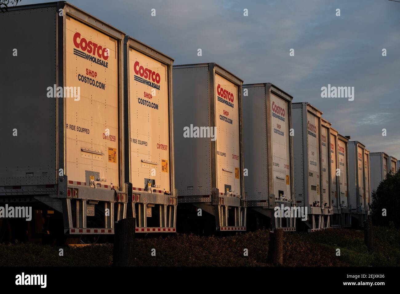 Trailers parked at the Costco Distribution Center on March 27, 2020 in