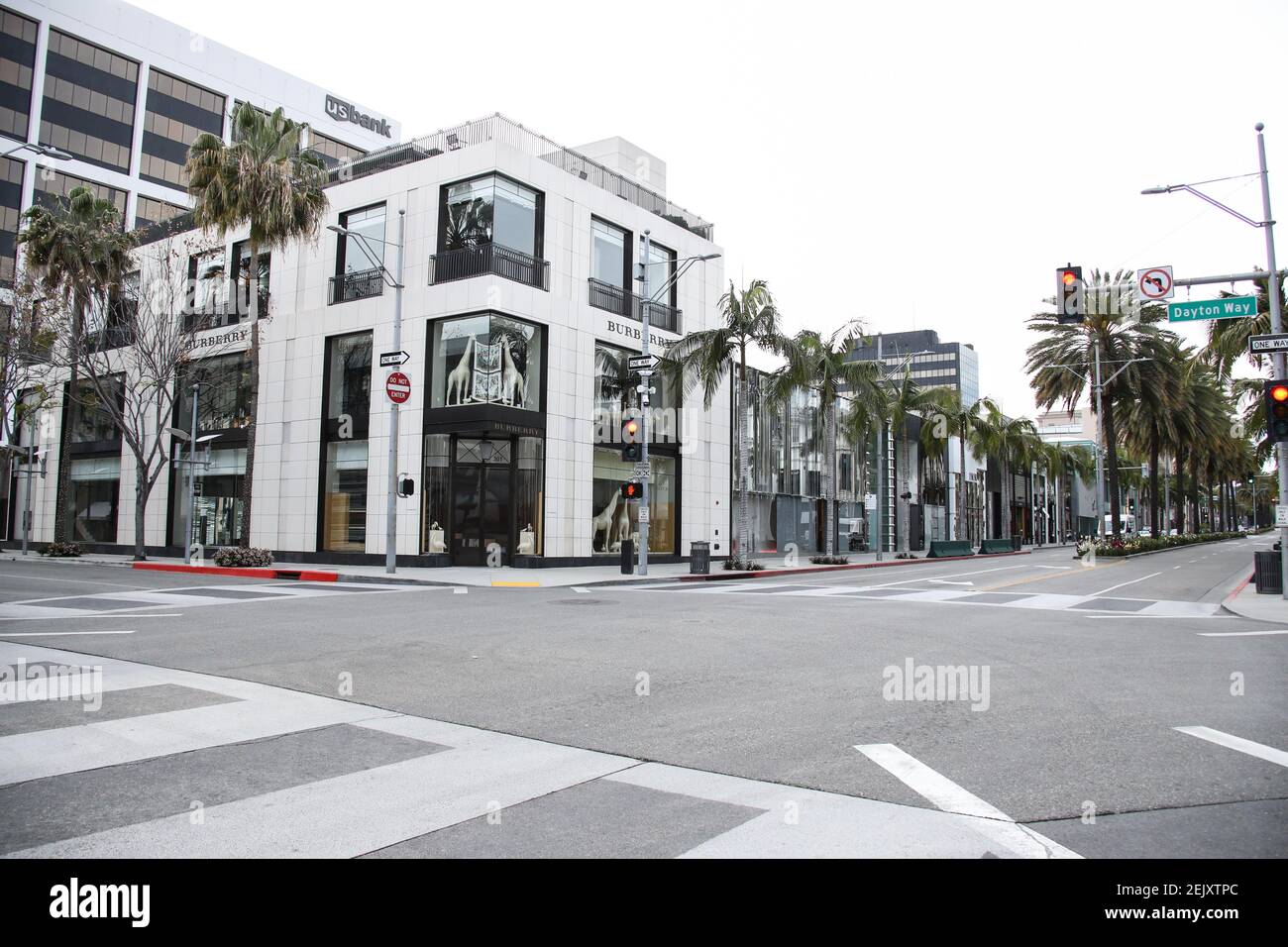 BEVERLY HILLS, LOS ANGELES, CALIFORNIA, USA - MARCH 31: A view of Burberry  Beverly Hills Rodeo Drive store on March 31, 2020 in Beverly Hills, Los  Angeles, California, United States. Los Angeles