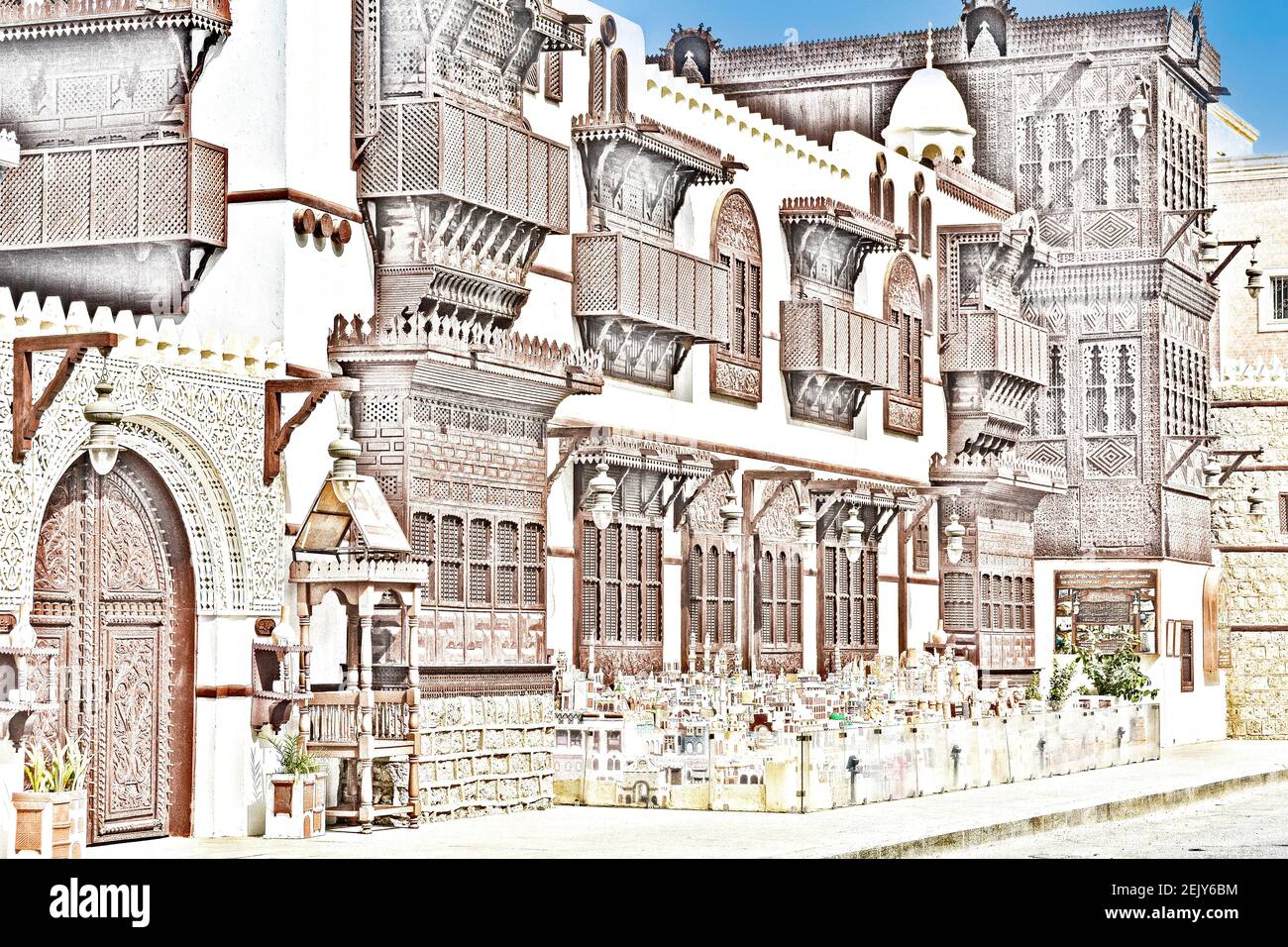 Architecture in Jeddah, Saudi Arabia-sketches Stock Photo