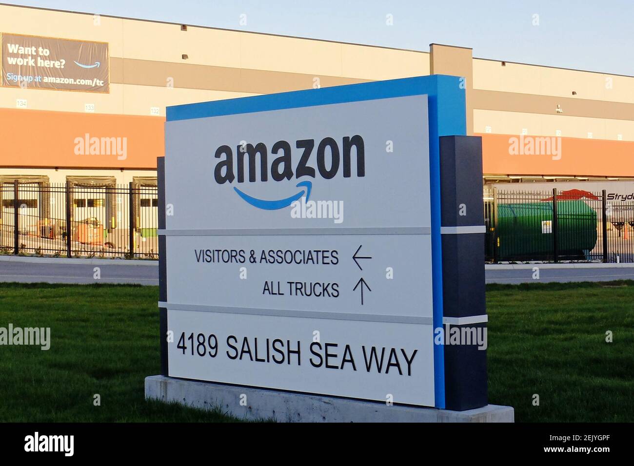 Amazon's 450,000 square foot warehouse is seen in the Delta iPort  industrial business park, on Tsawwassen First Nations Lands, during the  COVID19 pandemic, on April 9, 2020, in Delta, B.C., Canada. Amazon