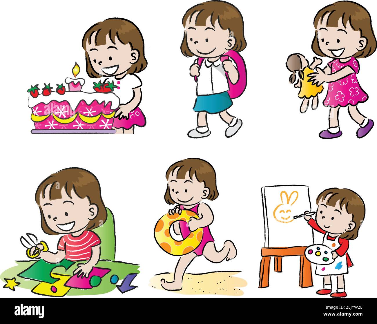 Vector cartoon girl life face emoji Stock Vector Images - Alamy