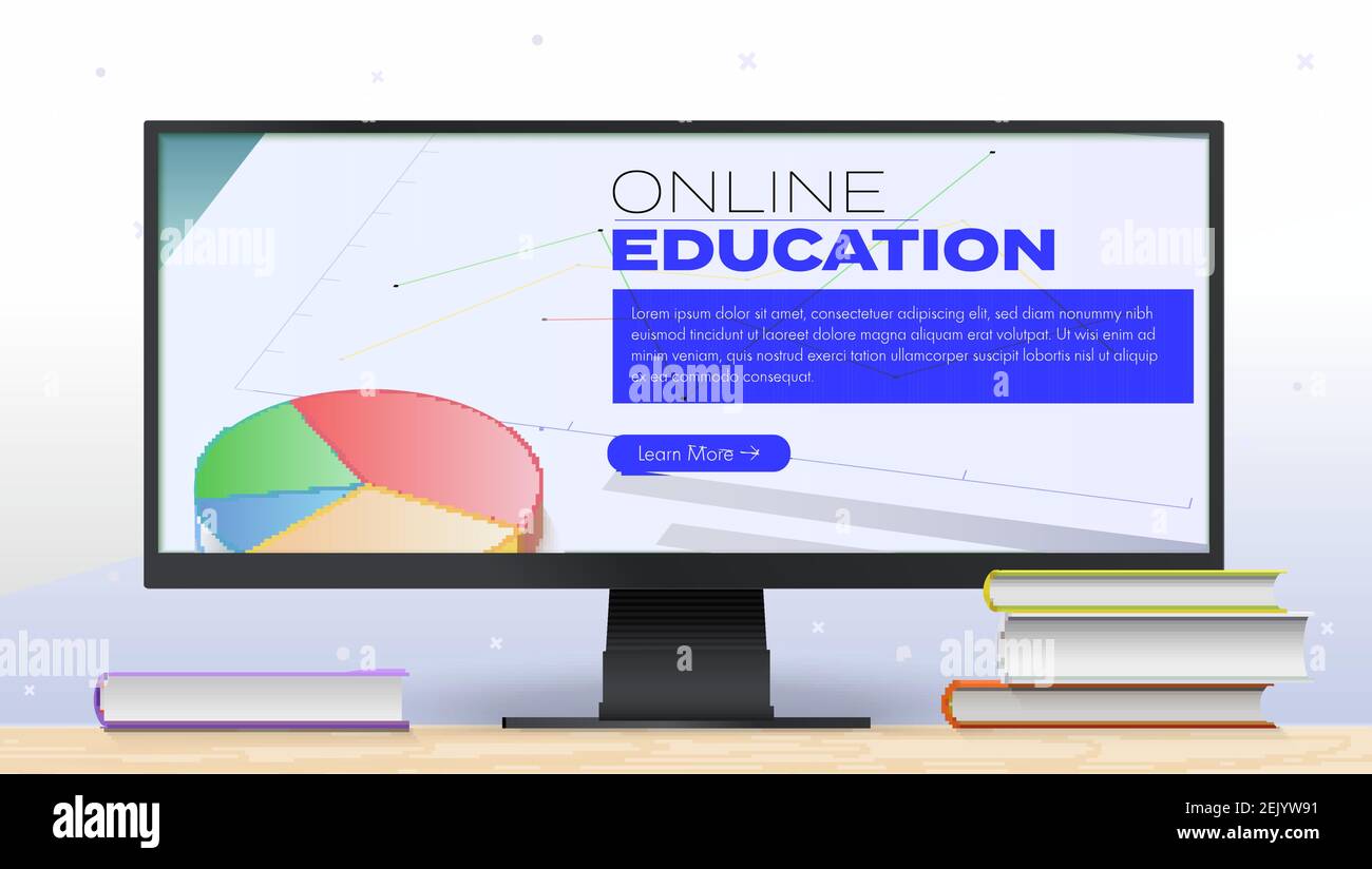 Online education. Banner for live webinars or trainings. Computer
