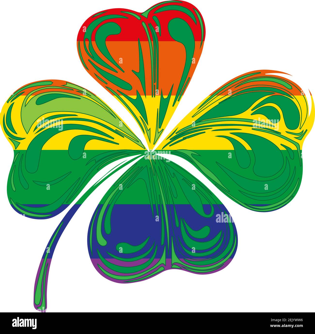 Vector illustration Saint Patrick day happy rainbow colors clover leaf Stock Vector