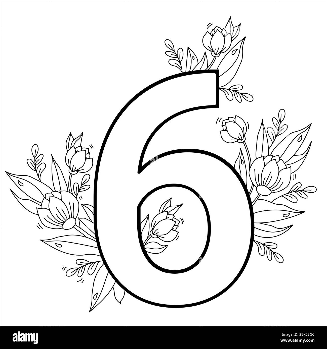 Flower number six. Decorative pattern 6 with flowers, tulips