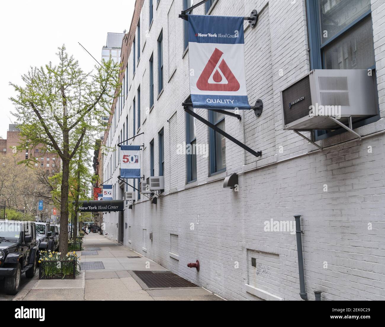 View of New York Blood Center on Upper East Side in Manhattan. The NY