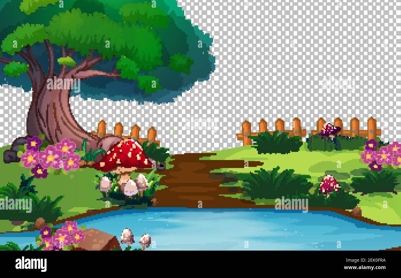Garden scene with transparent background illustration Stock Vector ...