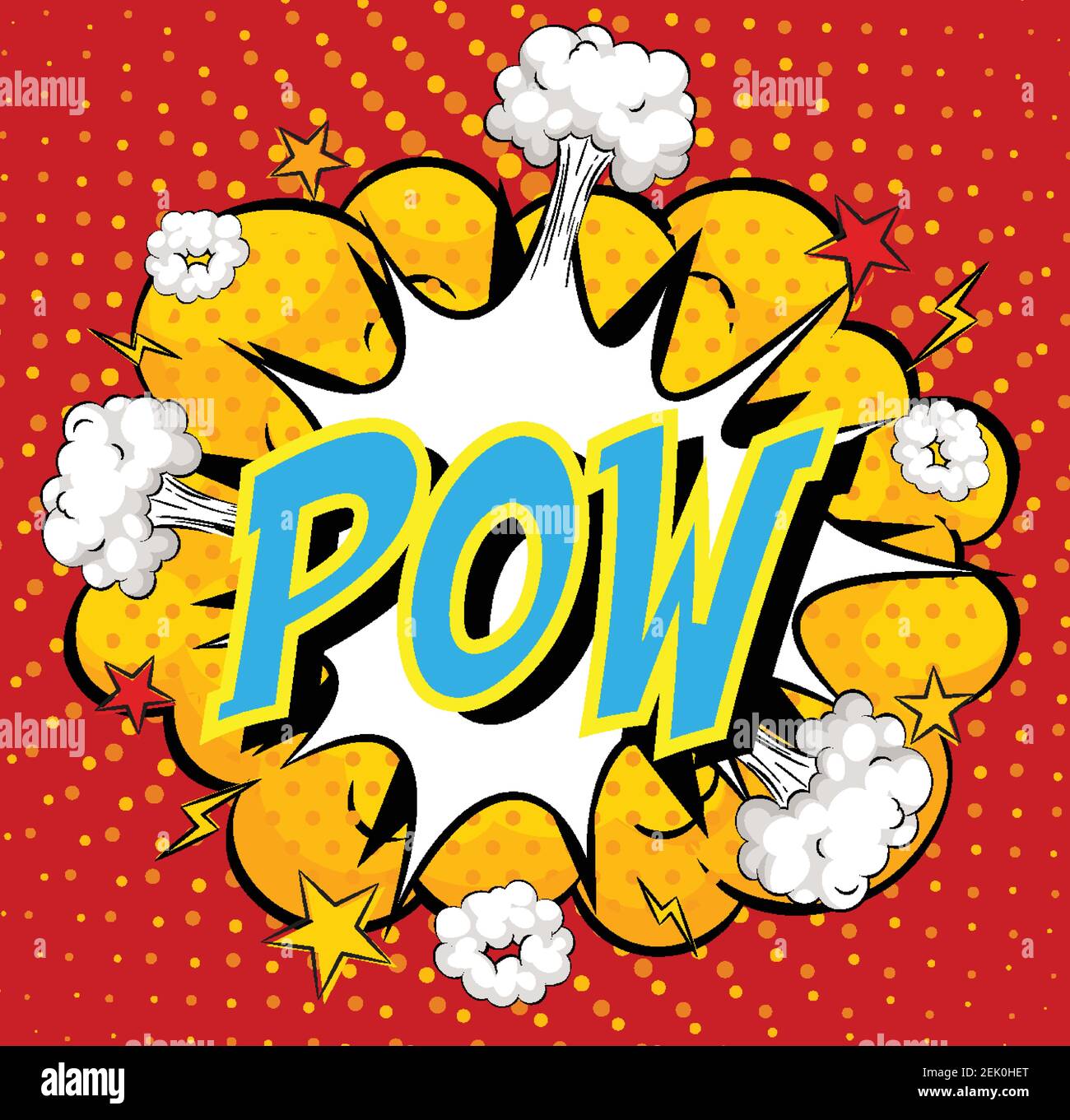 Word Pow on comic cloud explosion background illustration Stock Vector ...